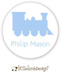 Little Lamb Design Waterproof Labels - Blue Train