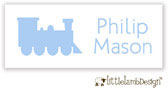 Little Lamb Design Waterproof Labels - Blue Train