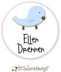 Little Lamb Design Waterproof Labels - Blue Bird