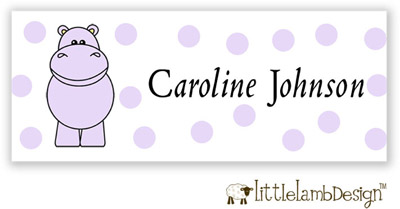 Little Lamb Design Waterproof Labels - Purple Hippo