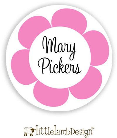 Little Lamb Design Waterproof Labels - Pink Flower Little Lamb Design Waterproof Labels - Pink Flower