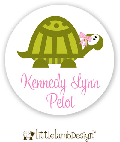 Little Lamb Design Waterproof Labels - Turtle Little Lamb Design Waterproof Labels - Turtle