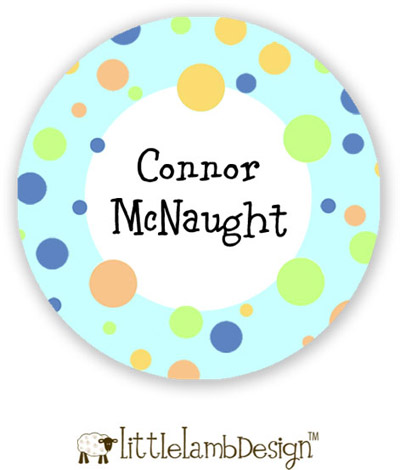 Little Lamb Design Waterproof Labels - Fun Dots