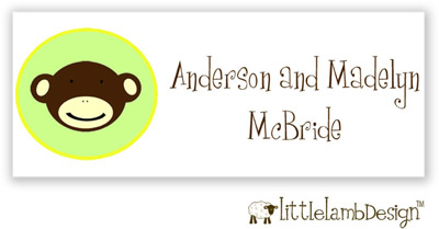 Little Lamb Design Waterproof Labels - Green Monkey Face Little Lamb Design Waterproof Labels - Green Monkey Face