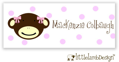 Little Lamb Design Waterproof Labels - Pink Monkey Face Little Lamb Design Waterproof Labels - Pink Monkey Face