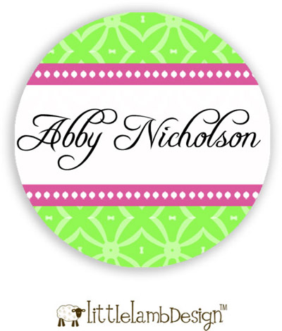 Little Lamb Design Waterproof Labels - Elegant Pink and Green