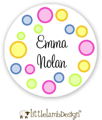 Little Lamb Design Waterproof Labels - Two-Tone Dots Little Lamb Design Waterproof Labels - Two-Tone Dots