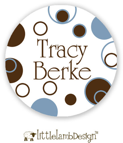 Little Lamb Design Waterproof Labels - Brown and Blue Dots Little Lamb Design Waterproof Labels - Brown and Blue Dots