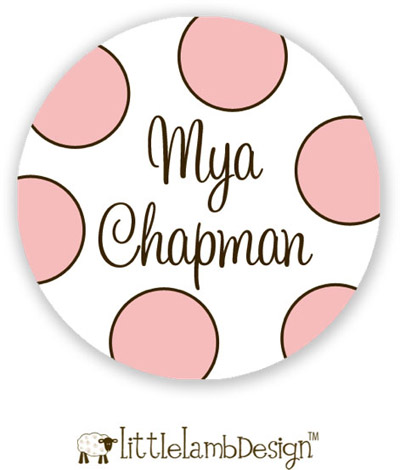 Little Lamb Design Waterproof Labels - Large Pink Dots Little Lamb Design Waterproof Labels - Large Pink Dots