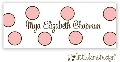 Little Lamb Design Waterproof Labels - Large Pink Dots Little Lamb Design Waterproof Labels - Large Pink Dots