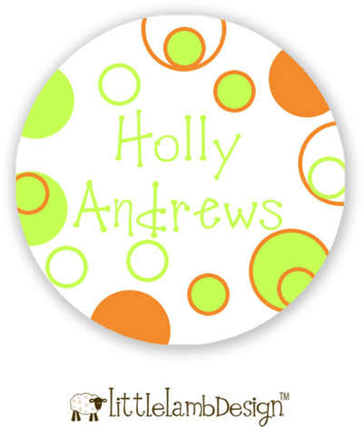 Little Lamb Design Waterproof Labels - Orange and Green Little Lamb Design Waterproof Labels - Orange and Green