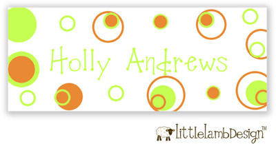 Little Lamb Design Waterproof Labels - Orange and Green