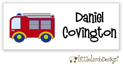 Little Lamb Design Waterproof Labels - Firetruck Little Lamb Design Waterproof Labels - Firetruck