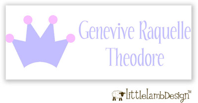 Little Lamb Design Waterproof Labels - Pink and Purple Crown Little Lamb Design Waterproof Labels - Pink and Purple Crown