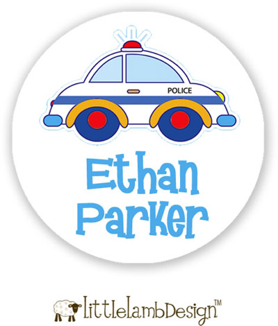 Little Lamb Design Waterproof Labels - Police Car