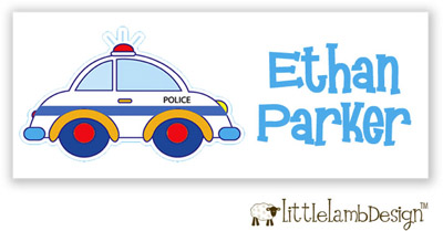Little Lamb Design Waterproof Labels - Police Car