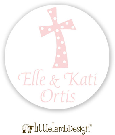 Little Lamb Design Waterproof Labels - Pink Cross Little Lamb Design Waterproof Labels - Pink Cross