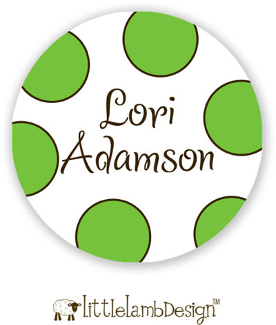 Little Lamb Design Waterproof Labels - Large Green Dots Little Lamb Design Waterproof Labels - Large Green Dots