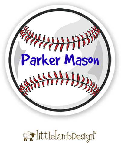 Little Lamb Design Waterproof Labels - Baseball