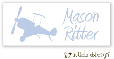 Little Lamb Design Waterproof Labels - Blue Plane Little Lamb Design Waterproof Labels - Blue Plane