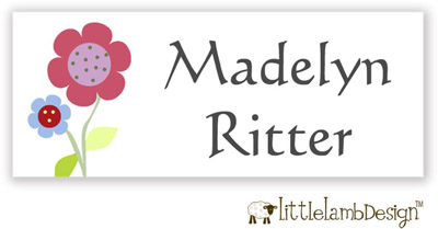 Little Lamb Design Waterproof Labels - Cute Flowers Little Lamb Design Waterproof Labels - Cute Flowers