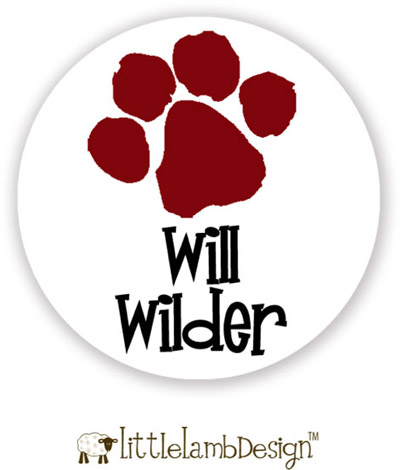 Little Lamb Design Waterproof Labels - Red Paw Print Little Lamb Design Waterproof Labels - Red Paw Print