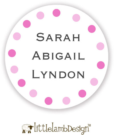 Little Lamb Design Waterproof Labels - Pink Dots