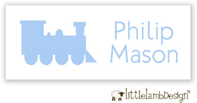 Little Lamb Design Waterproof Labels - Blue Train Little Lamb Design Waterproof Labels - Blue Train