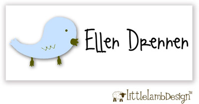 Little Lamb Design Waterproof Labels - Blue Bird Little Lamb Design Waterproof Labels - Blue Bird