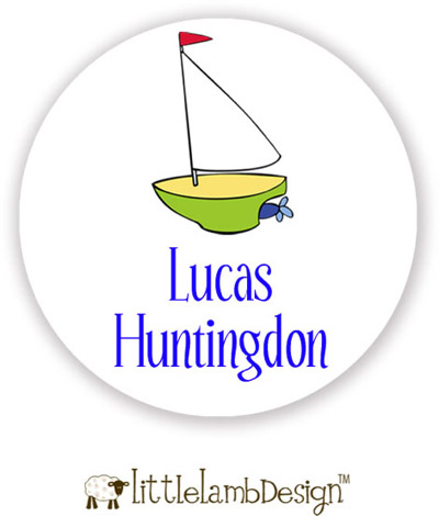 Little Lamb Design Waterproof Labels - Sailboat