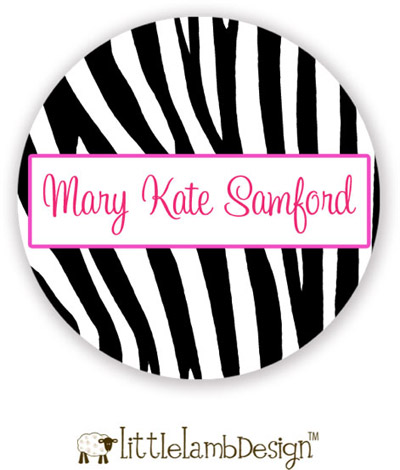 Little Lamb Design Waterproof Labels - Zebra Print
