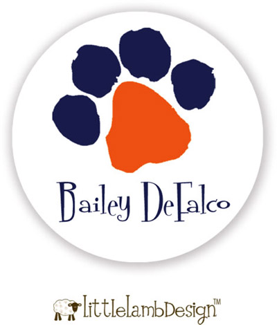 Little Lamb Design Waterproof Labels - Orange and Blue Paw Print Little Lamb Design Waterproof Labels - Orange and Blue Paw Print