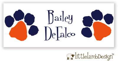Little Lamb Design Waterproof Labels - Orange and Blue Paw Print Little Lamb Design Waterproof Labels - Orange and Blue Paw Print