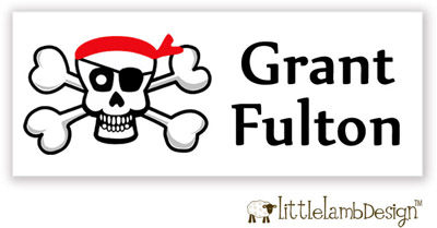 Little Lamb Design Waterproof Labels - Skull and Crossbones