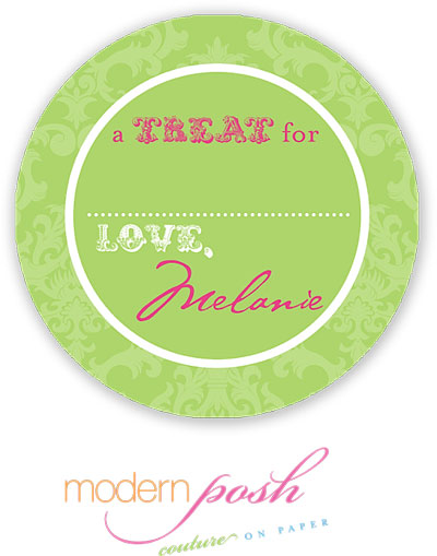 Modern Posh Gift Stickers - Green Damask - Green & Pink #2 Modern Posh Gift Stickers - Green Damask - Green & Pink #2
