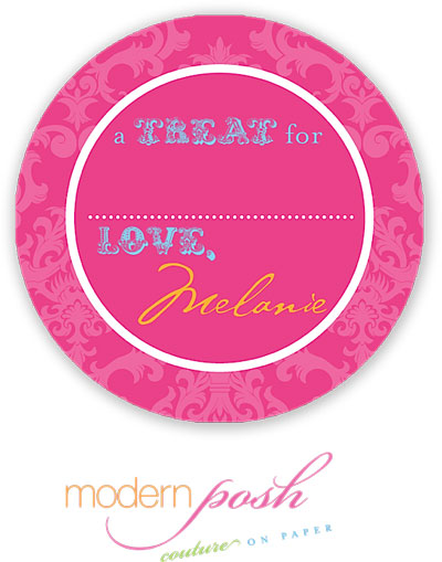 Modern Posh Gift Stickers - Pink Damask - Pink & Blue #2 Modern Posh Gift Stickers - Pink Damask - Pink & Blue #2