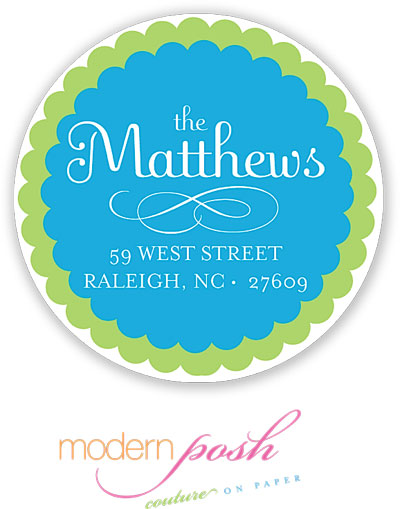 Modern Posh Return Address Labels - Green Dot - Green & Blue #1