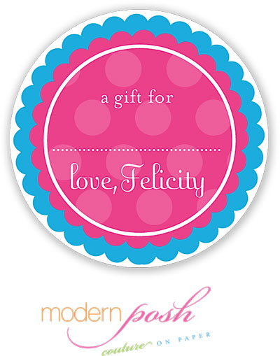 Modern Posh Gift Stickers - Blue Dot - Blue & Pink #2