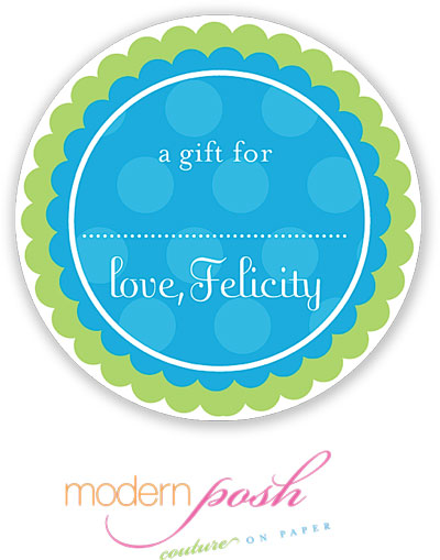 Modern Posh Gift Stickers - Green Dot - Green & Blue #2