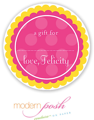 Modern Posh Gift Stickers - Yellow Dot - Yellow & Pink #1 Modern Posh Gift Stickers - Yellow Dot - Yellow & Pink #1