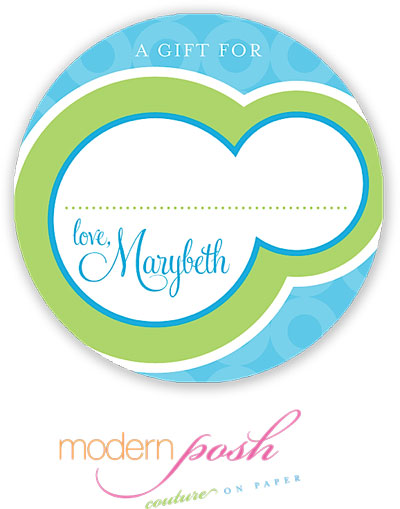 Modern Posh Gift Stickers - Green Bubble - Green & Blue #2