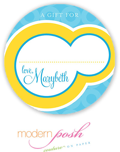 Modern Posh Gift Stickers - Yellow Bubble - Yellow & Blue #1