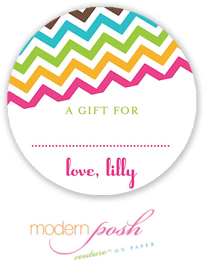 Modern Posh Gift Stickers - Chevron - Pink & Green #2