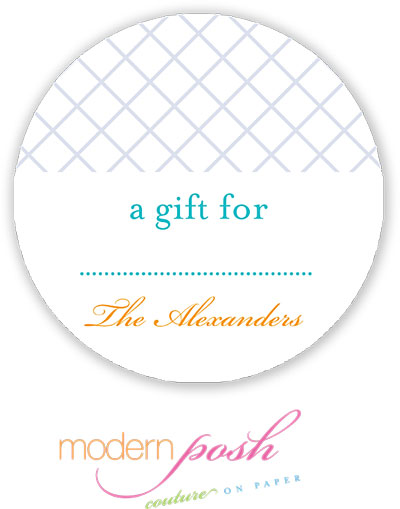 Modern Posh Gift Stickers - Diamond - Blue & Orange #2