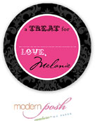 Modern Posh Gift Stickers - Black Damask - Black & Pink #2