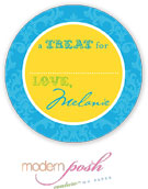 Modern Posh Gift Stickers - Blue Damask - Blue & Green #2