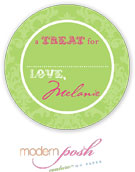 Modern Posh Gift Stickers - Green Damask - Green & Pink #2