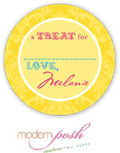 Modern Posh Gift Stickers - Yellow Damask - Yellow & Pink #1