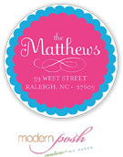 Modern Posh Return Address Labels - Blue Dot - Blue & Pink #1