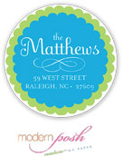 Modern Posh Return Address Labels - Green Dot - Green & Blue #1